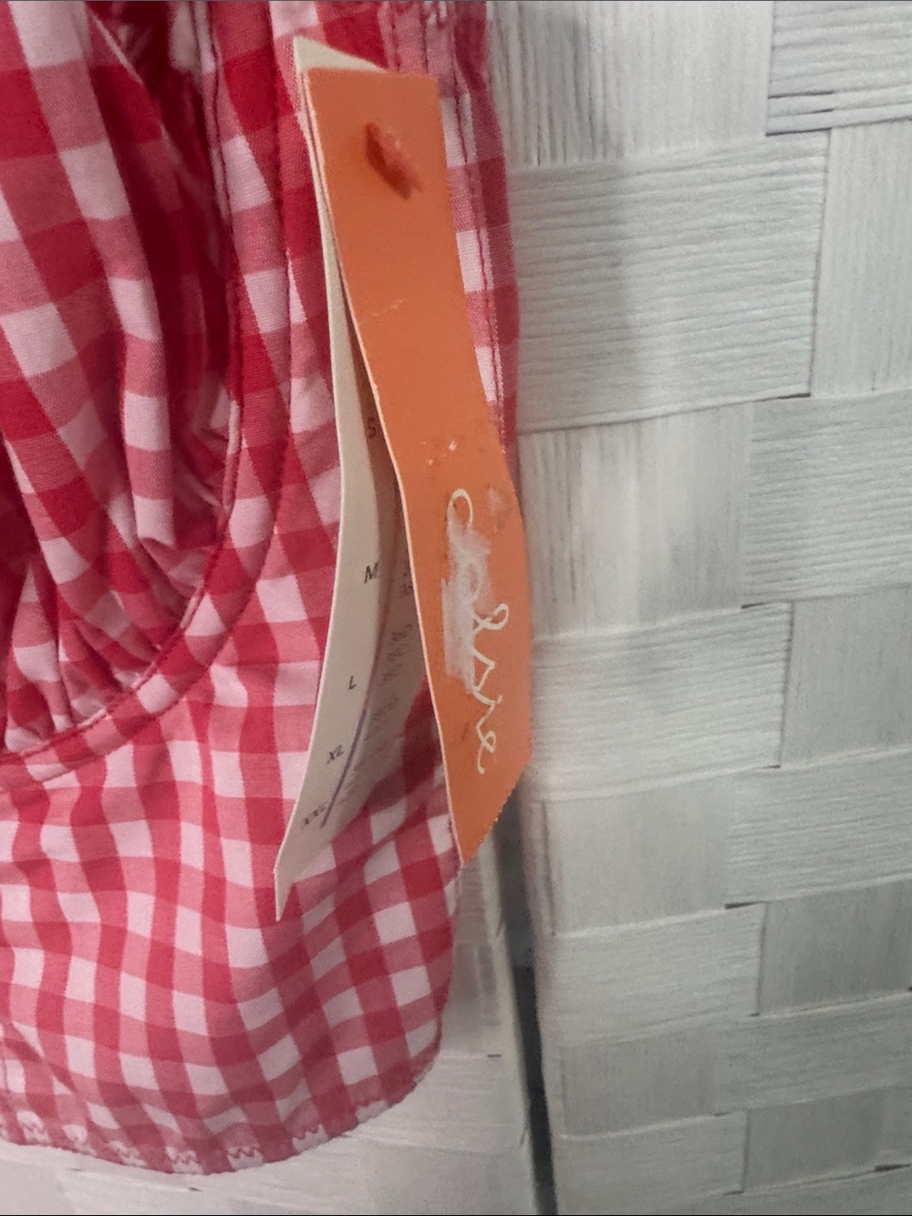 Colsie Red Gingham Ruched Crop Tank - Picture 3 of 5